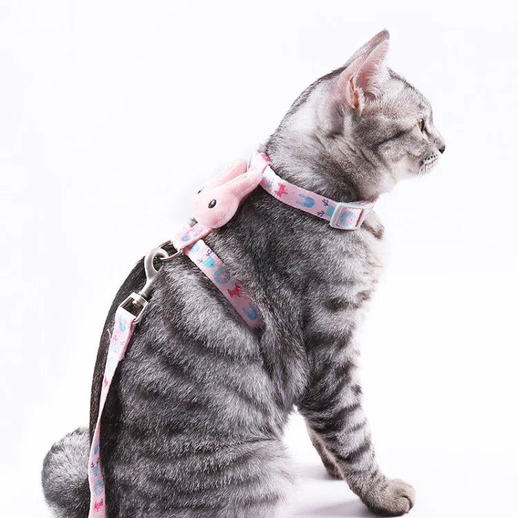 Katzenleine mit Hasenkopf-Design, reißfest, verstellbar, klein (für Katzen bis 3 kg), groß (für Katzen von 3-6 kg)