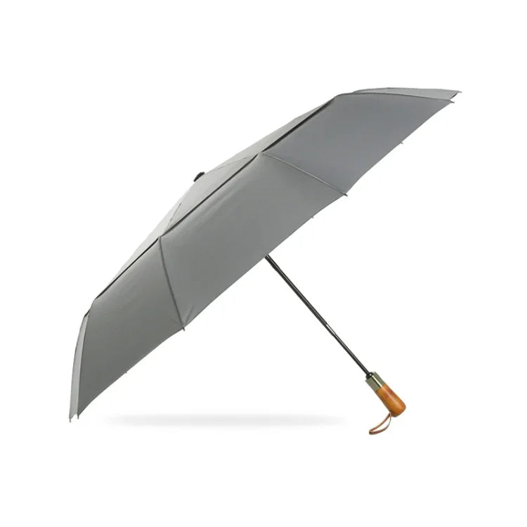 PARACHASE Zehn-Speichen-Doppelschicht Großer Winddichter Automatischer Geschäfts-Regenschirm, Grau, Schwarz, Marineblau, Khaki