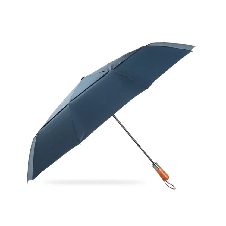 PARACHASE Zehn-Speichen-Doppelschicht Großer Winddichter Automatischer Geschäfts-Regenschirm, Grau, Schwarz, Marineblau, Khaki