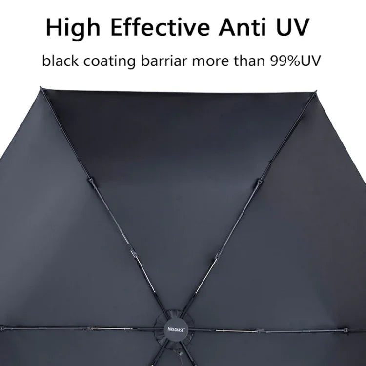 PARACHASE Carbonfaser Leichter Tragbarer Kleiner Geschickter Schwarzleim-Sonnenschirm mit UV-Schutz, Schwarz, Marineblau, Khaki