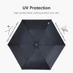 PARACHASE Carbonfaser Leichter Tragbarer Kleiner Geschickter Schwarzleim-Sonnenschirm mit UV-Schutz, Schwarz, Marineblau, Khaki