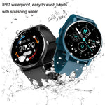 ZL02 Smart-Sportuhr mit Herzfrequenz-, Blutdruck- und Sauerstoffmessung, Schrittzähler, kabelloser Bluetooth-Funktion, Blau, Schwarz, Rosa, Gold