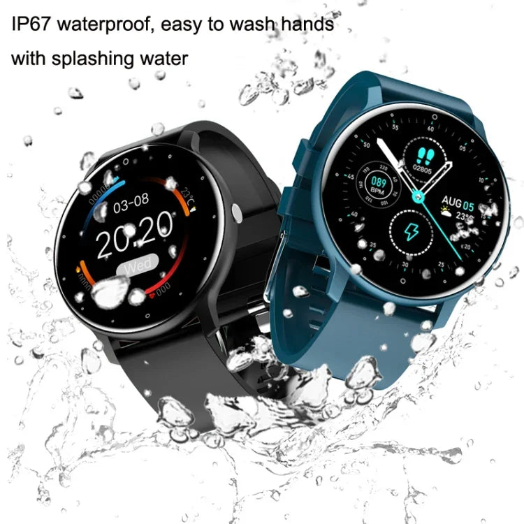 ZL02 Smart-Sportuhr mit Herzfrequenz-, Blutdruck- und Sauerstoffmessung, Schrittzähler, kabelloser Bluetooth-Funktion, Blau, Schwarz, Rosa, Gold