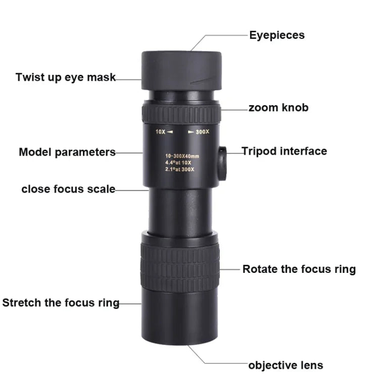 10-300x40 Monokular HD-Teleskop BAK4-Prisma-Teleskop, Stil:, Standard