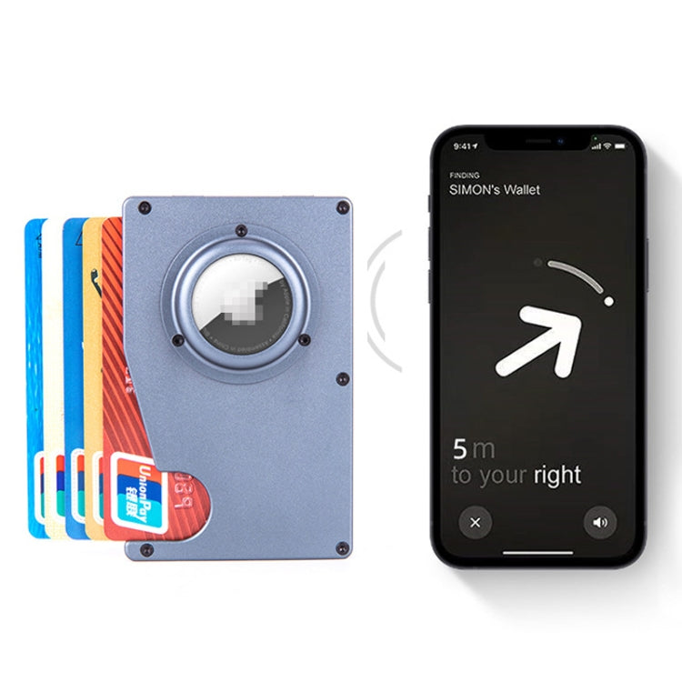 Tracker Kartenhalter Anti-Verlust RFID Brieftasche Kartenhalter für AirTag 2. Gen / AirTag 1. Gen, Blau, Schwarz, Grau, Silber