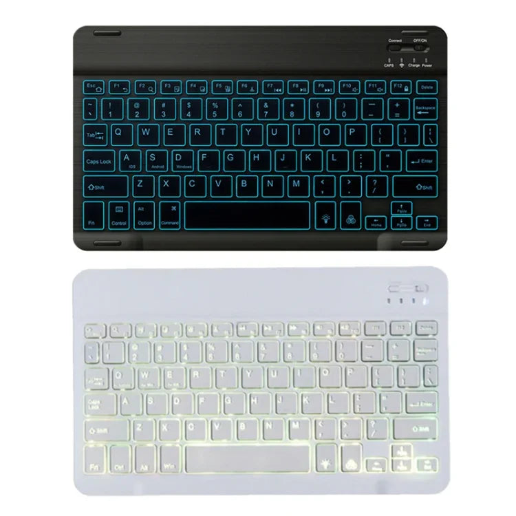 78 Tasten 10 Zoll RGB Bunte Hintergrundbeleuchtete Bluetooth-Tastatur für Mobiltelefon / Tablet, Schwarz, Weiß