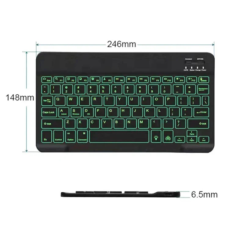 78 Tasten 10 Zoll RGB Bunte Hintergrundbeleuchtete Bluetooth-Tastatur für Mobiltelefon / Tablet, Schwarz, Weiß