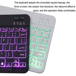 78 Tasten 10 Zoll RGB Bunte Hintergrundbeleuchtete Bluetooth-Tastatur für Mobiltelefon / Tablet, Schwarz, Weiß