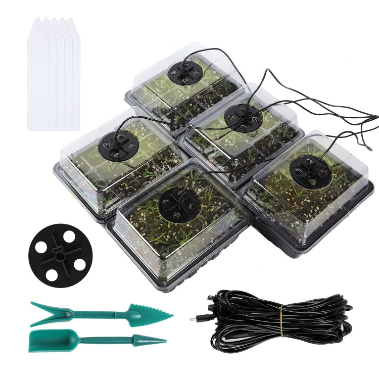 5 Set Pflanzensamen Startertabletts Kit, Anzuchtschale Starter mit Wachstumslicht, Schwarz, Grün