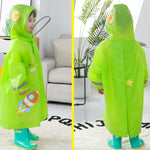 Großer Hutkrempe Cartoon-Aufdruck Kinder-Regenmantel mit Schultaschenplatz, S, M, L, XL, XXL