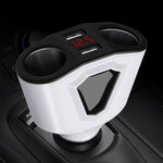 3.1A Dual USB Digital Display Multi-Function Driving Recorder Universal Automotive Charger, White, Black