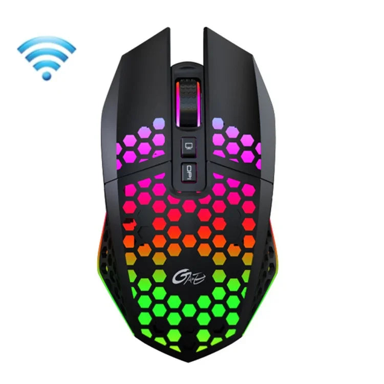 FMOUSE X801 8 Tasten 1600DPI Hohl Leuchtend Gaming Office Maus, Stil: Schwarz Kabellos Wiederaufladbar, Weiß Kabellos Wiederaufladbar, Schwarz Kabelgebunden, Weiß Kabelgebunden