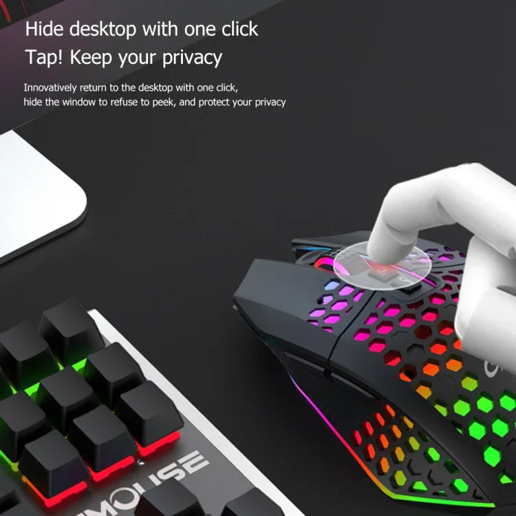 FMOUSE X801 8 Tasten 1600DPI Hohl Leuchtend Gaming Office Maus, Stil: Schwarz Kabellos Wiederaufladbar, Weiß Kabellos Wiederaufladbar, Schwarz Kabelgebunden, Weiß Kabelgebunden