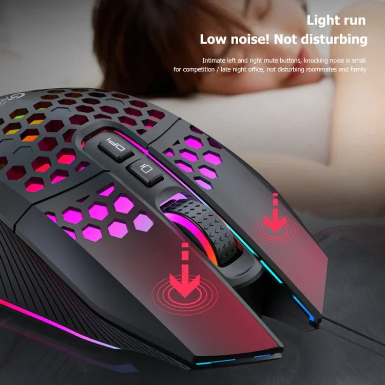 FMOUSE X801 8 Tasten 1600DPI Hohl Leuchtend Gaming Office Maus, Stil: Schwarz Kabellos Wiederaufladbar, Weiß Kabellos Wiederaufladbar, Schwarz Kabelgebunden, Weiß Kabelgebunden