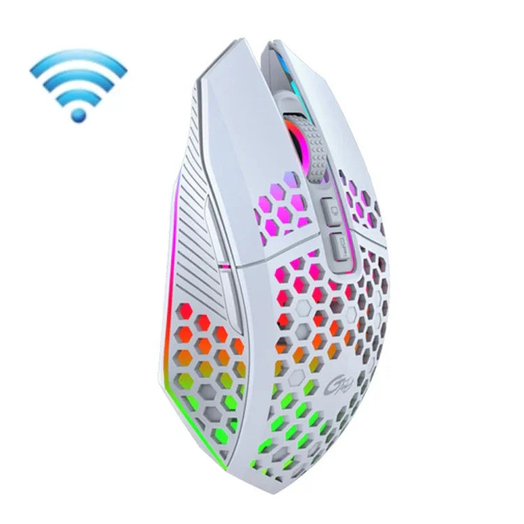 FMOUSE X801 8 Tasten 1600DPI Hohl Leuchtend Gaming Office Maus, Stil: Schwarz Kabellos Wiederaufladbar, Weiß Kabellos Wiederaufladbar, Schwarz Kabelgebunden, Weiß Kabelgebunden