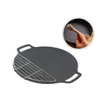 Outdoor Camping BBQ Cast Iron Grill Pan,Style:, Baking Pan Only, Baking Pan+Hemp Rope, Baking Pan+Hemp Rope+Storage Bag, Baking Pan+Net+Hemp Rope, Baking Pan+Net+Hemp Rope+Storage Bag
