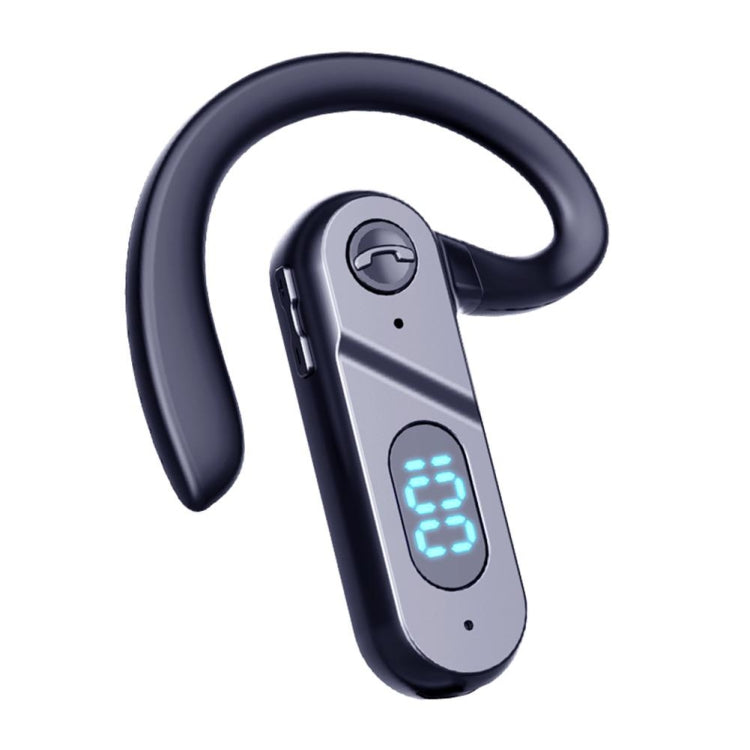 V28 Bluetooth Headset Ohrbügel Digitale Anzeige Einzelohr Sprachsteuerung Kopfhörer, V28 Schwarz