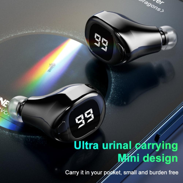 F6 Bluetooth-Headset Mini Unsichtbarer Ohrhörer mit Digitalanzeige, F6 Schwarz, F6 Weiß