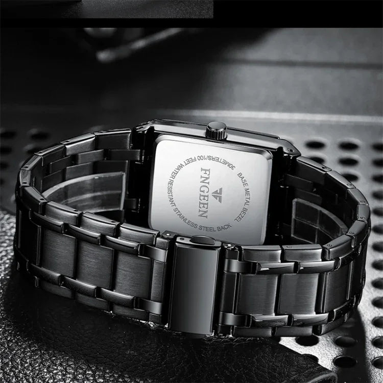 FNGEEN 3627 Waterproof Calendar Men Square Watch, Full Gold Black Surface, Full Gold Gold Surface, Black Belt Rose Shell Black Surface, Black Belt Gold Shell Black Surface, Black Belt Black Shell Black Surface, White Steel White Surface                ...