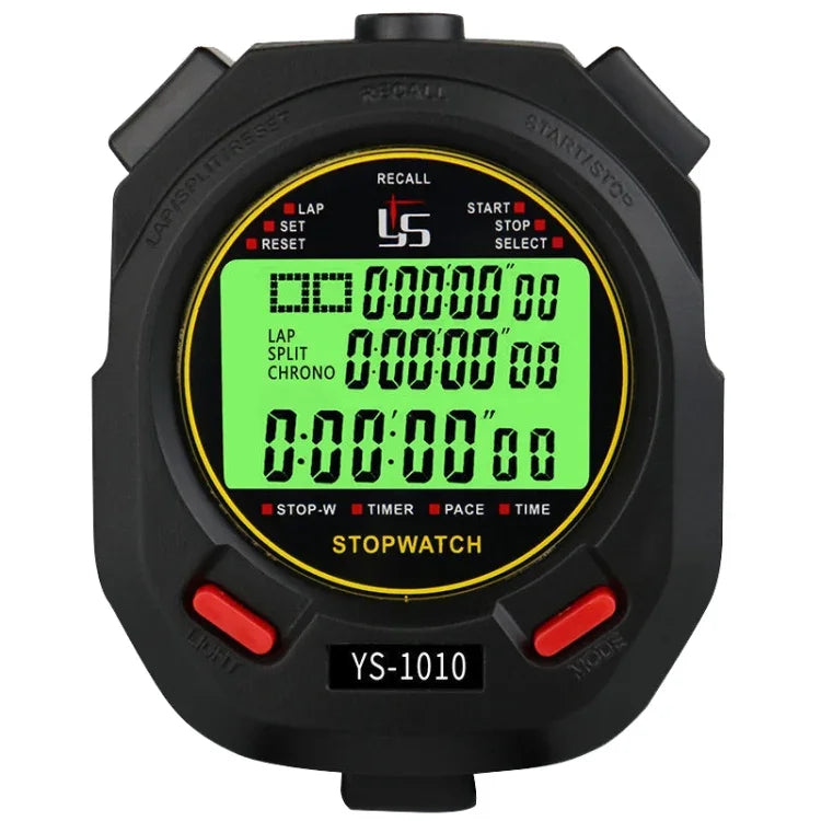 YS 3 Zeilen Anzeige Leuchtende Stoppuhr Timer Training Schiedsrichterstoppuhr, Stil: YS-1010 10 Speicherplätze, YS-1030 30 Speicherplätze, YS-1060 60 Speicherplätze, YS-1100 100 Speicherplätze