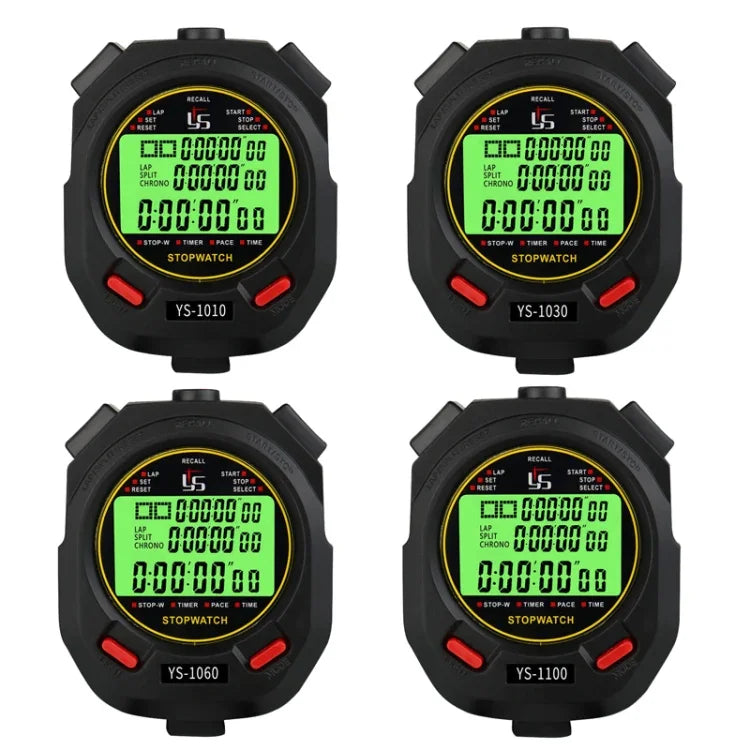 YS 3 Zeilen Anzeige Leuchtende Stoppuhr Timer Training Schiedsrichterstoppuhr, Stil: YS-1010 10 Speicherplätze, YS-1030 30 Speicherplätze, YS-1060 60 Speicherplätze, YS-1100 100 Speicherplätze