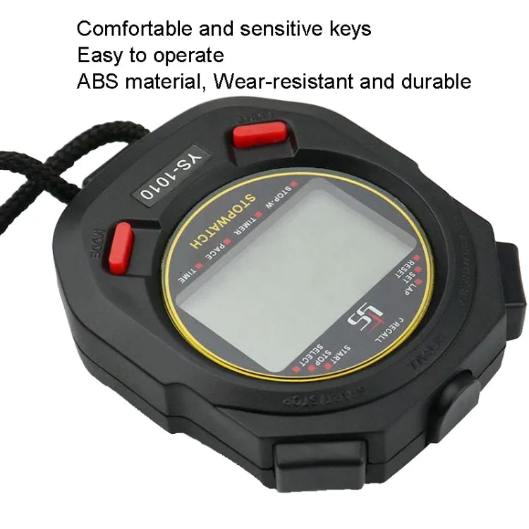 YS 3 Zeilen Anzeige Leuchtende Stoppuhr Timer Training Schiedsrichterstoppuhr, Stil: YS-1010 10 Speicherplätze, YS-1030 30 Speicherplätze, YS-1060 60 Speicherplätze, YS-1100 100 Speicherplätze