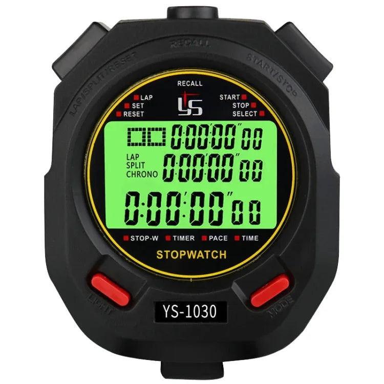 YS 3 Zeilen Anzeige Leuchtende Stoppuhr Timer Training Schiedsrichterstoppuhr, Stil: YS-1010 10 Speicherplätze, YS-1030 30 Speicherplätze, YS-1060 60 Speicherplätze, YS-1100 100 Speicherplätze