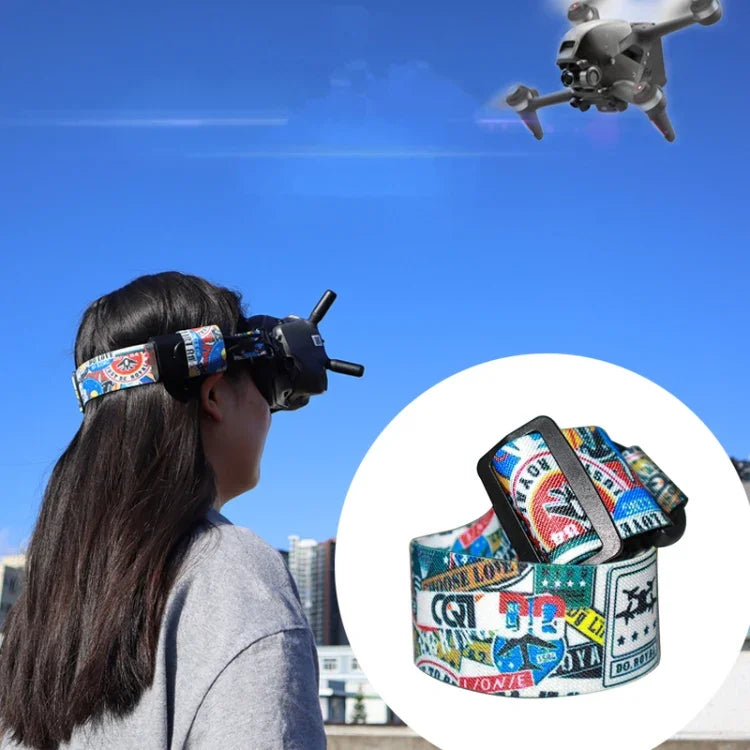 Flugvideobrille Graffiti-Farben-Kopfband mit festem Riemen für DJI FPV-Brille V2, Riemen, Riemen + Stromkabel, Riemen + Stromkabel + Pad