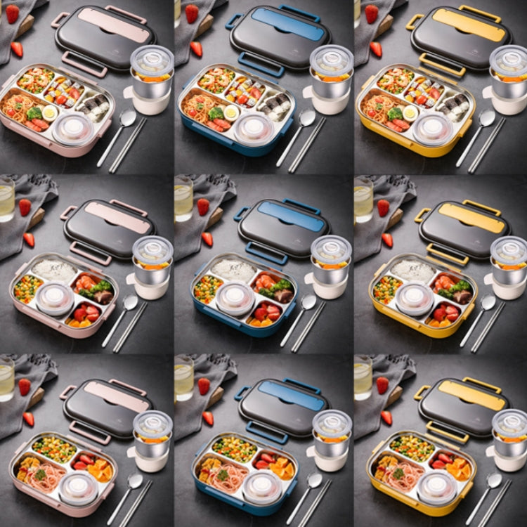 304 Edelstahl doppelwandige Lunchbox mit großem Fassungsvermögen, Pfauenblau, Zitronengelb, Tintenrosa