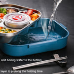 304 Edelstahl doppelwandige Lunchbox mit großem Fassungsvermögen, Pfauenblau, Zitronengelb, Tintenrosa