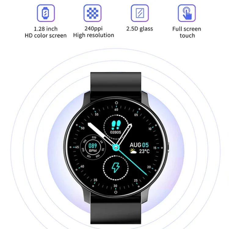 ZL02 Smartwatch mit Herzfrequenzmessung und Schrittzähler, Silikonarmband (Blau), Silikonarmband (Schwarz), Silikonarmband (Pink), Silikonarmband (Gelb)