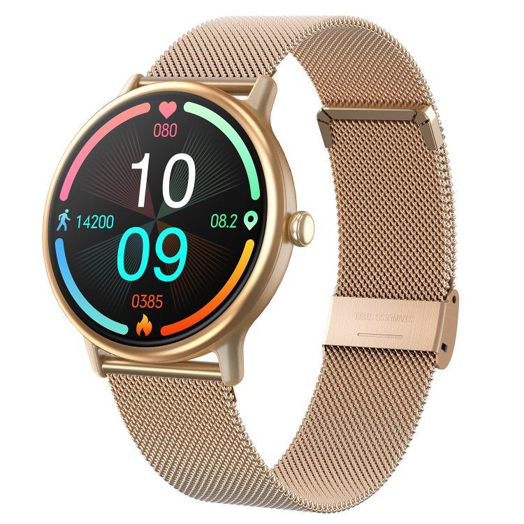 LOANIY Y86 1.43 Zoll Smartwatch mit Herzfrequenzüberwachung und Bluetooth, Gold-Stahl, Schwarz-Stahl
