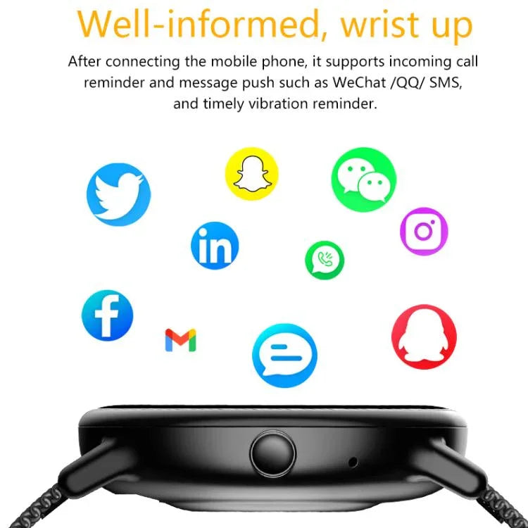 LOANIY Y86 1.43 Inch Heart Rate Monitoring Smart Bluetooth Watch, Gold Steel, Black Steel