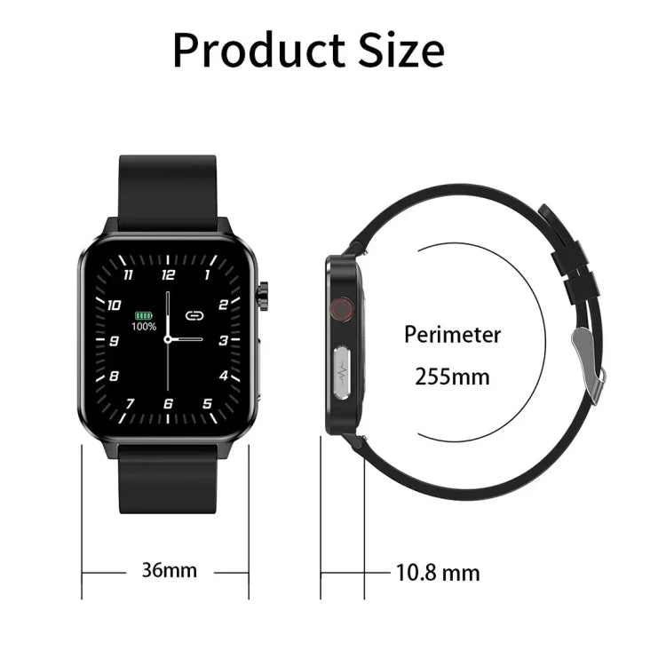 LOANIY E86 1,7-Zoll-Smartwatch mit Herzfrequenzmessung und Bluetooth, Blau, Schwarz, Rot, Schwarzes Leder, Braunes Leder, Schwarzer Stahl