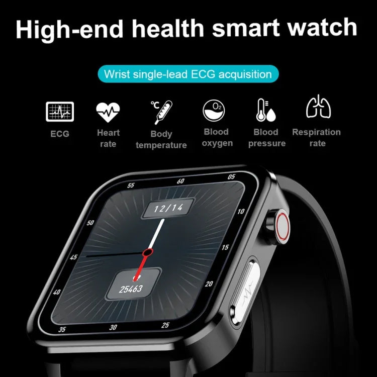 LOANIY E86 1,7-Zoll-Smartwatch mit Herzfrequenzmessung und Bluetooth, Blau, Schwarz, Rot, Schwarzes Leder, Braunes Leder, Schwarzer Stahl