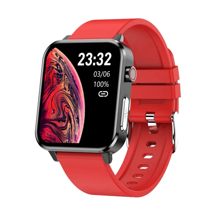 LOANIY E86 1,7-Zoll-Smartwatch mit Herzfrequenzmessung und Bluetooth, Blau, Schwarz, Rot, Schwarzes Leder, Braunes Leder, Schwarzer Stahl