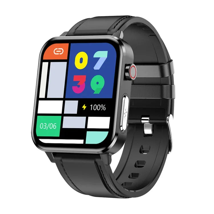 LOANIY E86 1,7-Zoll-Smartwatch mit Herzfrequenzmessung und Bluetooth, Blau, Schwarz, Rot, Schwarzes Leder, Braunes Leder, Schwarzer Stahl