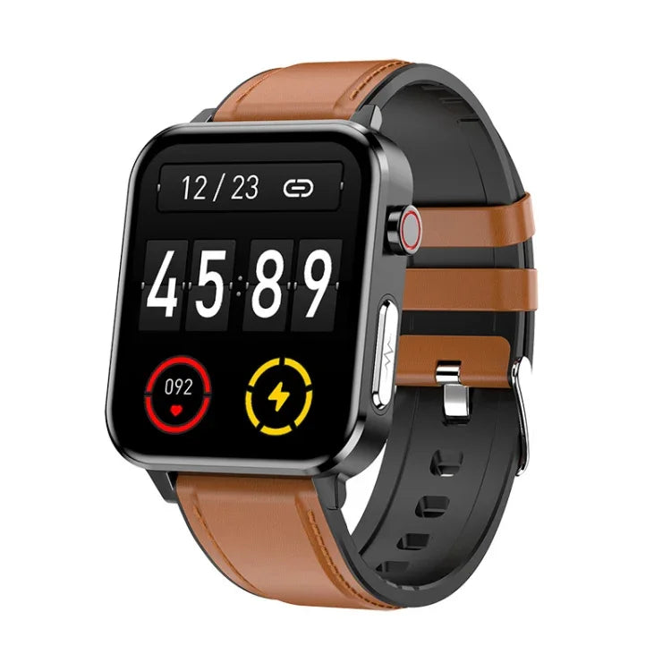 LOANIY E86 1,7-Zoll-Smartwatch mit Herzfrequenzmessung und Bluetooth, Blau, Schwarz, Rot, Schwarzes Leder, Braunes Leder, Schwarzer Stahl