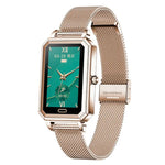 LOANIY HT2 1,28 Zoll Smartwatch mit Herzfrequenzmessung und Schrittzähler, Gold/Stahl