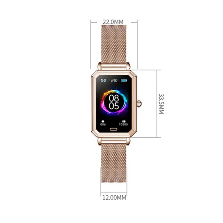 LOANIY HT2 1,28 Zoll Smartwatch mit Herzfrequenzmessung und Schrittzähler, Gold/Stahl