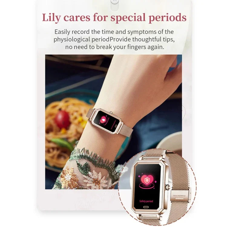 LOANIY HT2 1,28 Zoll Smartwatch mit Herzfrequenzmessung und Schrittzähler, Gold/Stahl