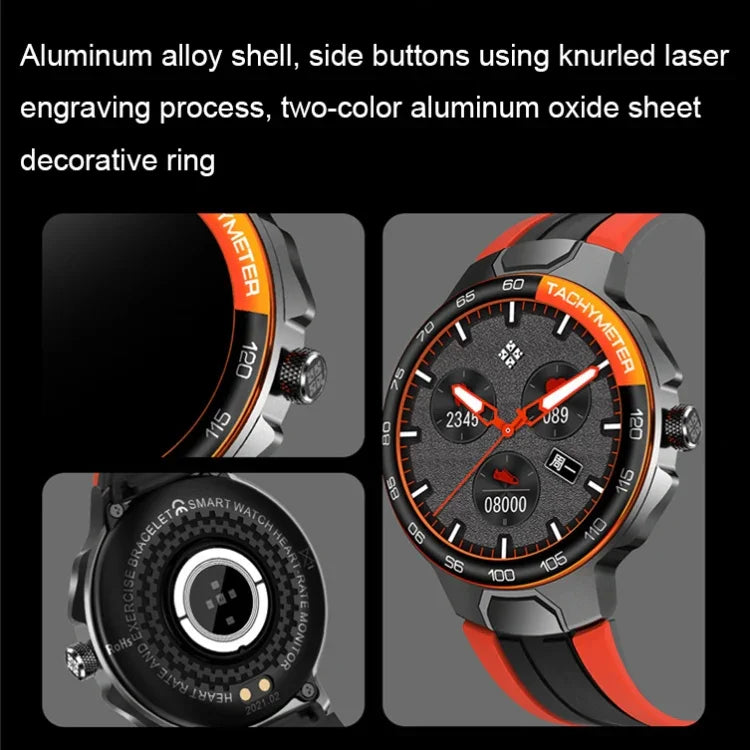 Wearkey E15 Smartwatch mit 1,28-Zoll-Touchscreen und Herzfrequenzmessung, Blau, Silbergrau, Orange