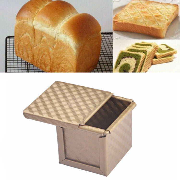 Quadratische Toastbox Antihaft-Wasserkubus-Toastform, Stil: 8832 8x7.5x6.5cm Wellenform Gold, 8759 11.8x11x10.3cm Ohne Wellenform Gold, 8772 8x7.5x6.5cm Ohne Wellenform Gold, 8765 11.8x11x10.3cm Wellenform Gold