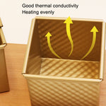 Quadratische Toastbox Antihaft-Wasserkubus-Toastform, Stil: 8832 8x7.5x6.5cm Wellenform Gold, 8759 11.8x11x10.3cm Ohne Wellenform Gold, 8772 8x7.5x6.5cm Ohne Wellenform Gold, 8765 11.8x11x10.3cm Wellenform Gold