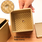 Quadratische Toastbox Antihaft-Wasserkubus-Toastform, Stil: 8832 8x7.5x6.5cm Wellenform Gold, 8759 11.8x11x10.3cm Ohne Wellenform Gold, 8772 8x7.5x6.5cm Ohne Wellenform Gold, 8765 11.8x11x10.3cm Wellenform Gold
