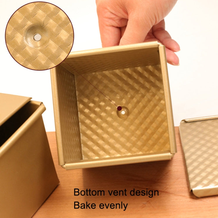 Quadratische Toastbox Antihaft-Wasserkubus-Toastform, Stil: 8832 8x7.5x6.5cm Wellenform Gold, 8759 11.8x11x10.3cm Ohne Wellenform Gold, 8772 8x7.5x6.5cm Ohne Wellenform Gold, 8765 11.8x11x10.3cm Wellenform Gold
