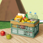 Faltbarer Picknickkorb Supermarkt Einkaufskorb, Größe: 25x30.5x44cm, Grün Kaffee, Blau Grau, Kaffee mit Beige