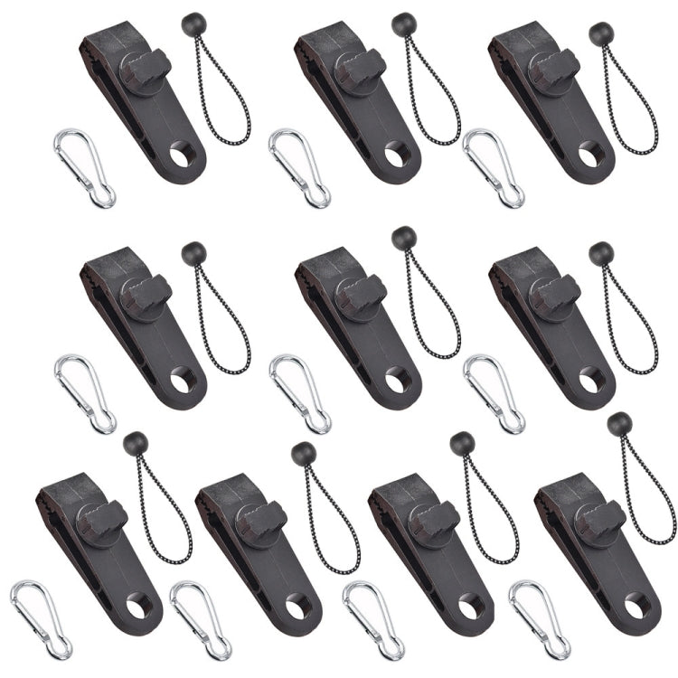 Outdoor Camping winddichte Überdachung feste Zeltklammer Seil Schnalle Schnellaufhängeset, 10 Clips+10 Seile, 10 Clips+10 schwarze Seile, 10 Clips+10 schwarze Seile+10 silberne Schnallen, 10 Clips+10 elastische Seile+10 schwarze Schnallen