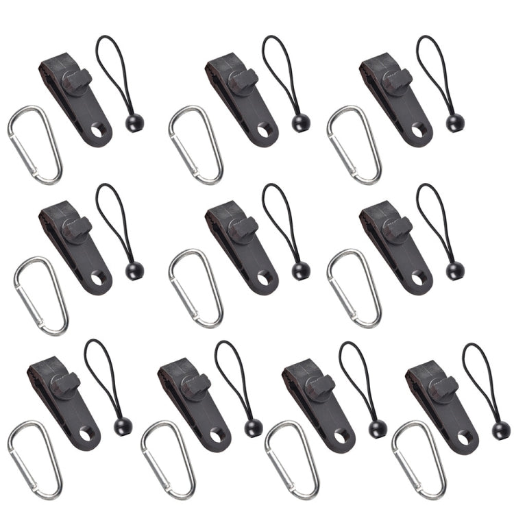 Outdoor Camping winddichte Überdachung feste Zeltklammer Seil Schnalle Schnellaufhängeset, 10 Clips+10 Seile, 10 Clips+10 schwarze Seile, 10 Clips+10 schwarze Seile+10 silberne Schnallen, 10 Clips+10 elastische Seile+10 schwarze Schnallen