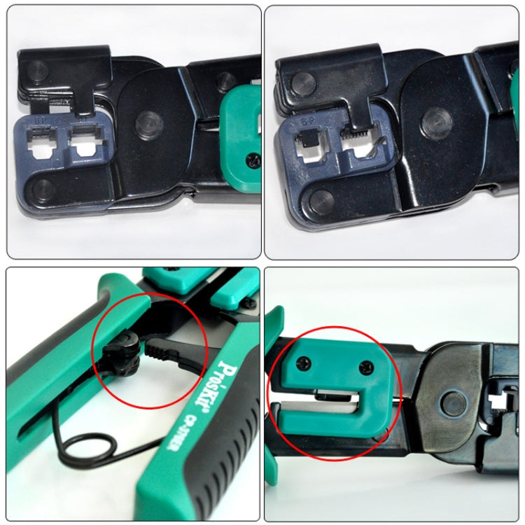 ProsKit Zweifach 6/8P Eisen Griff Netzwerk Ratschen-Crimpzange, CP-376ER